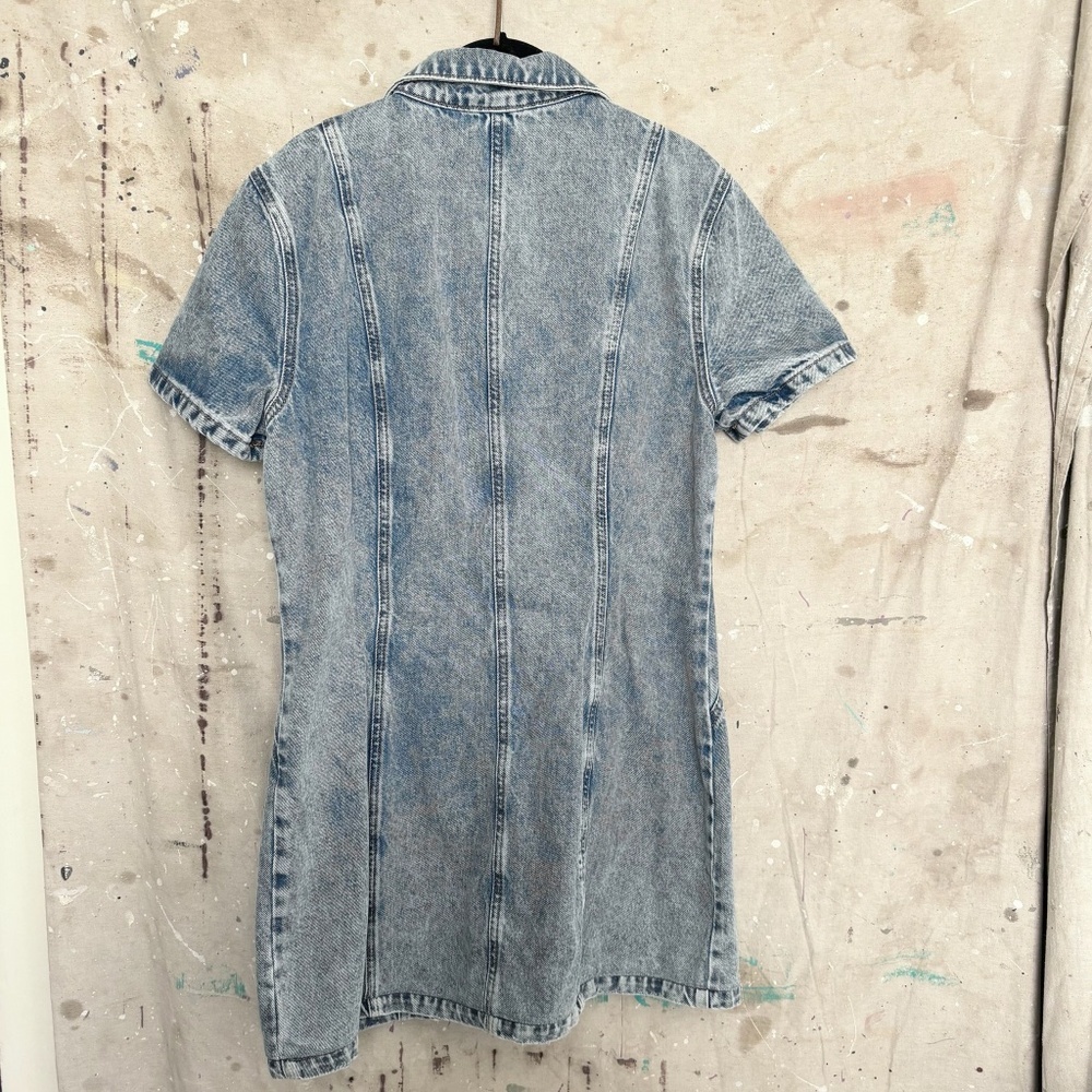 Anthropologie Pilcro Short-Sleeve Denim Button-Front Mini Dress - Picture 5 of 7